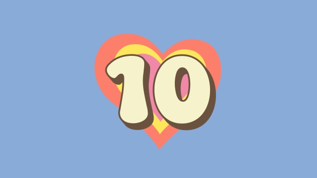 【動画素材】レトロポップなハートのカートゥーン風カウントダウン【カラフル】[Stock Video] Retro Pop Cartoony Heart Countdown, Colorful