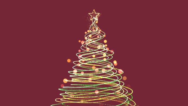 【動画素材】螺旋状にキラキラ作られる光のクリスマスツリー【レッド背景】[Stock Video] Spiral Sparkling Light Christmas Tree, Red Background