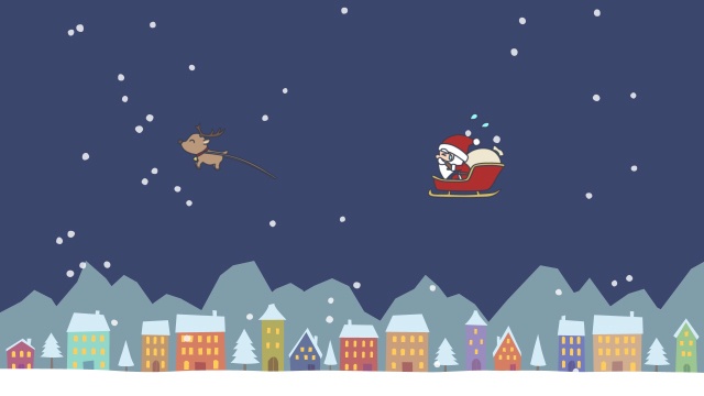 【動画素材】サンタがトナカイを追いかける面白かわいいアニメーション素材【ループ】[Stock Video] Santa Claus Chasing Reindeer, Fun and Cute Loop Animation