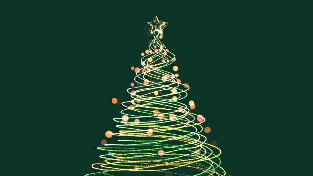 【動画素材】螺旋状にキラキラ作られる光のクリスマスツリー【グリーン背景】[Stock Video] Spiral Sparkling Light Christmas Tree, Green Background