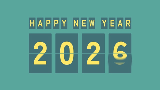 【動画素材】パタパタ表示機で「Happy New Year 2026」【グリーン系】[Stock Video] Happy New Year 2026, Split-Flap Display Animation, Green