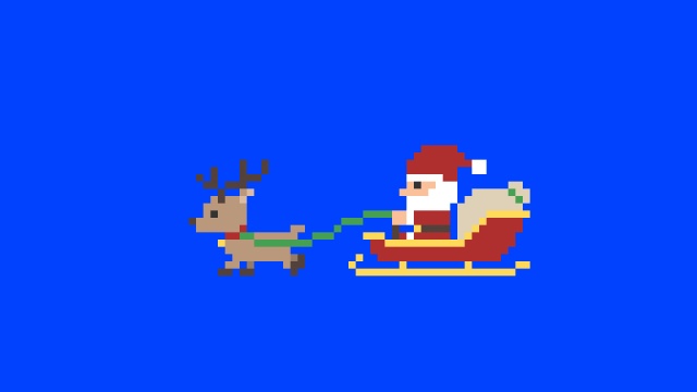 【動画素材】トナカイがサンタのソリを引くドット絵のループアニメーション【ブルーバック】[Stock Video] Pixel Art Reindeer Pulling Santa's Sleigh, Run Cycle Animation, Blue Screen Background