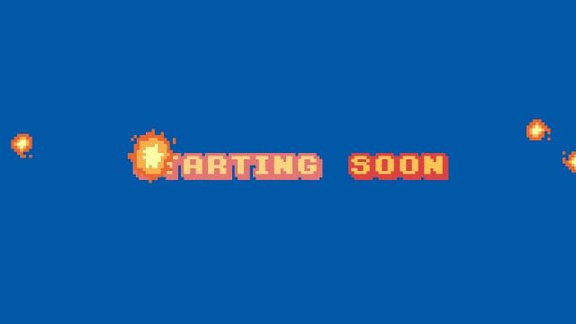 【動画素材】「Starting Soon」ちょっと笑えるドット絵ファイアボールの配信待機画面【ループ】[Stock Video] Amusing Fireball Starting Soon Screen in Pixel Art, Loop
