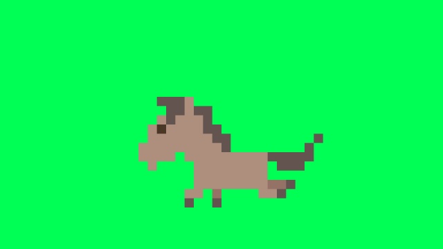 【動画素材】午年！ドット絵の栗毛馬の走りアニメーション【グリーンバック＆ループ】[Stock Video] Pixel Art Chestnut Horse Run Cycle Animation on Green Screen, Loop