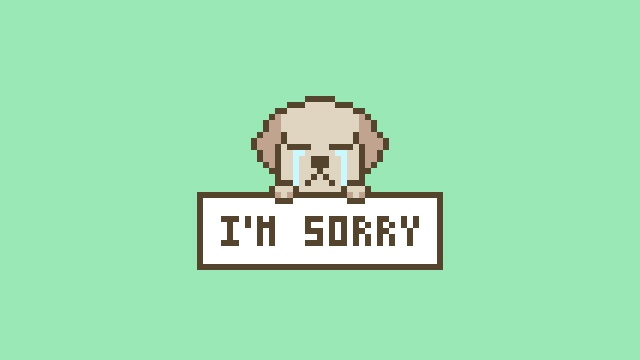 【動画素材】「I'm Sorry」かわいいドット絵の犬が謝るループアニメーション【グリーン背景】[Stock Video] I'm Sorry, Cute Pixel Art Dog Apologizing on Green Background, Loop Animation