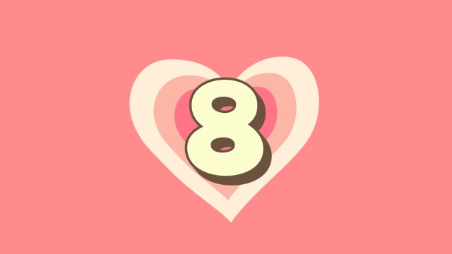 【動画素材】レトロポップなハートのカートゥーン風カウントダウン【ピンク】[Stock Video] Retro Pop Cartoony Heart Countdown, Pink