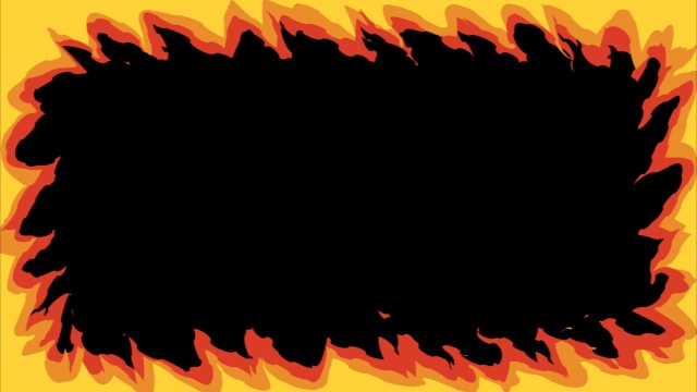 【動画素材】アニメ風な炎のフレーム素材【黒背景】[Stock Video] Cartoon Fire Frame on Black Background, Loop