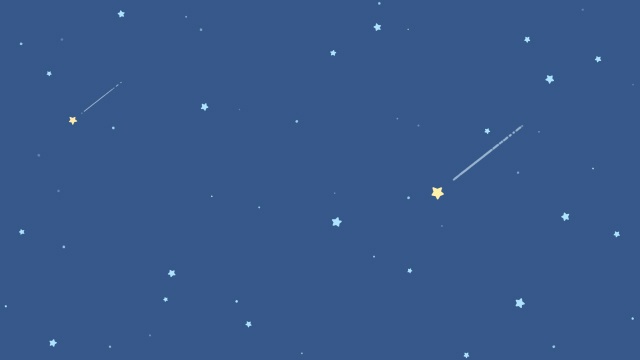 【動画素材】かわいいアニメ風な流れ星と星空のループ背景素材 [Stock Video] Cute Cartoon Shooting Stars in Starry Sky, Loop Background