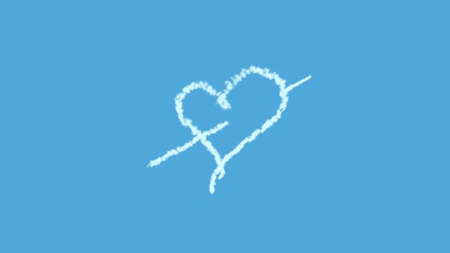 【動画素材】飛行機雲でハートに矢を射るアニメーション素材 [Stock Video] Animation of Heart-Shaped Contrail and Cupid Arrow