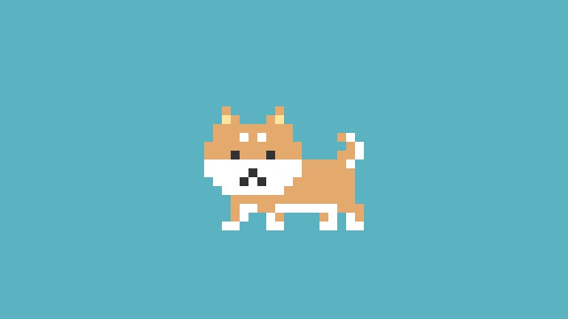 【動画素材】ドット絵の柴犬が歩く動画素材【ブルー背景＆ループ】[Stock Video] Pixel Art Shiba Inu Walk Cycle Animation on Blue Background, Loopd