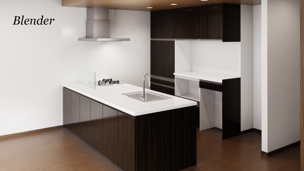キッチン&ウォールキャビネット【3Dモデル】