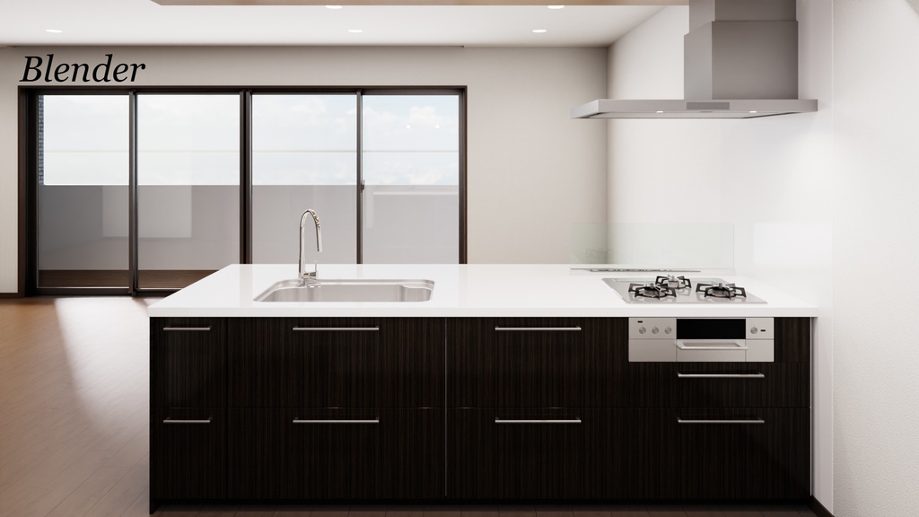 キッチン&ウォールキャビネット【3Dモデル】