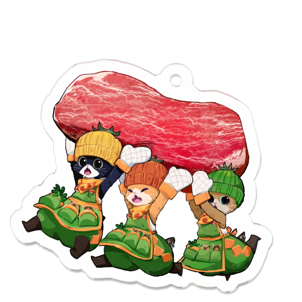 Palico carrying meat