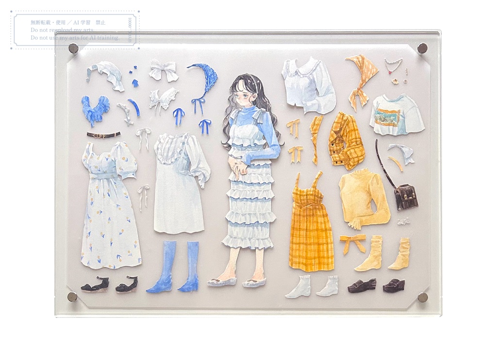 原画作品「 Dress-up Paper Doll ( White & Yellow & Blue ) 」