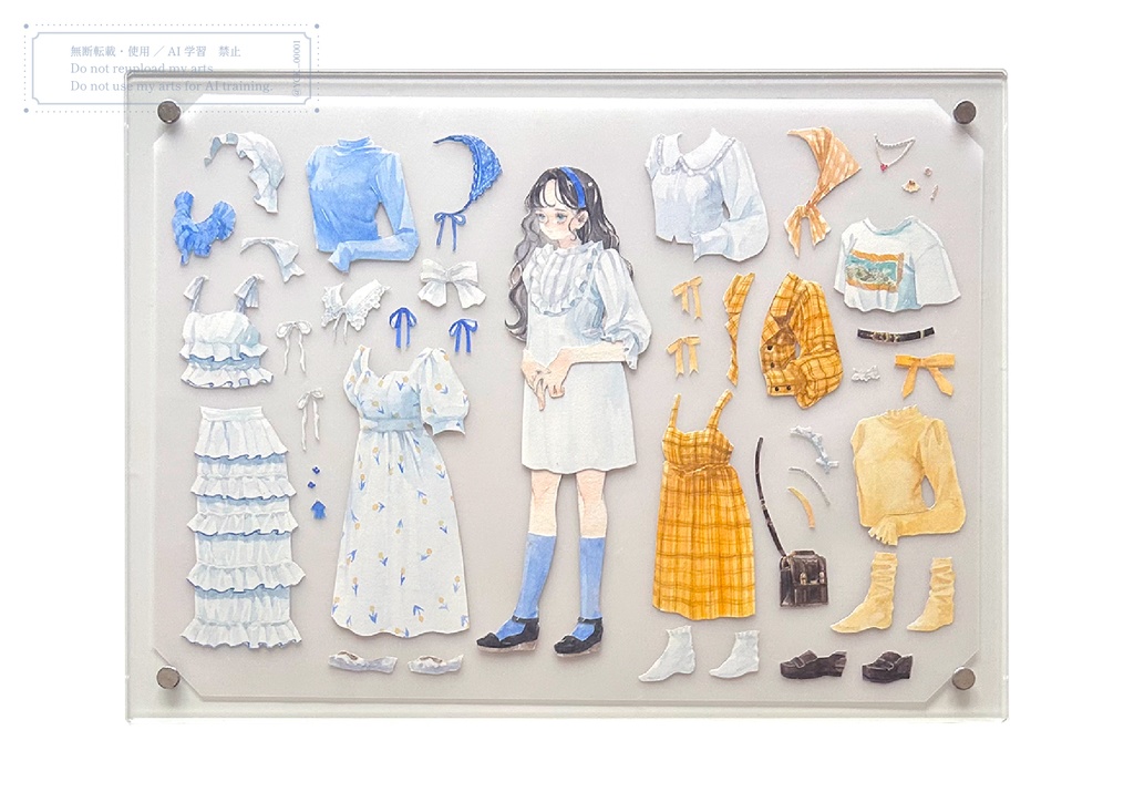 原画作品「 Dress-up Paper Doll ( White & Yellow & Blue ) 」