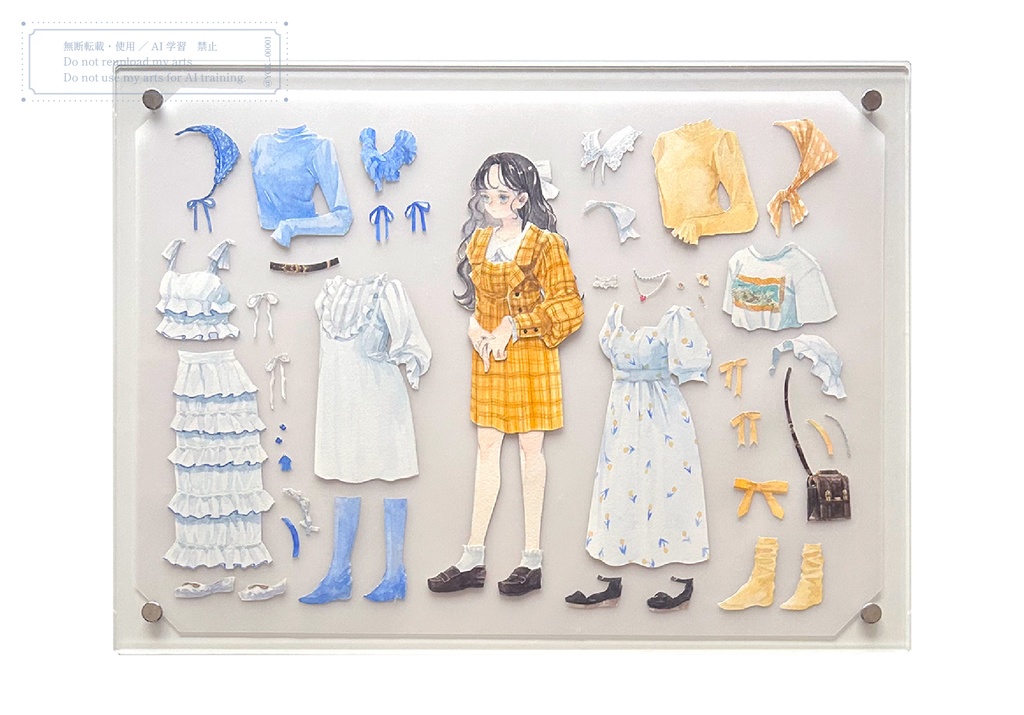 原画作品「 Dress-up Paper Doll ( White & Yellow & Blue ) 」
