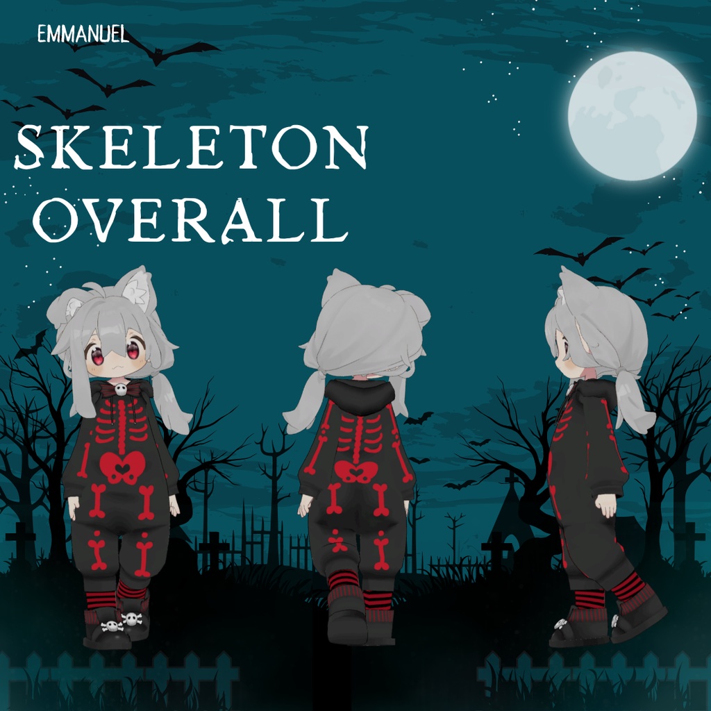 【まめふれんず】Skeleton Overall スケルトンオーバーオール