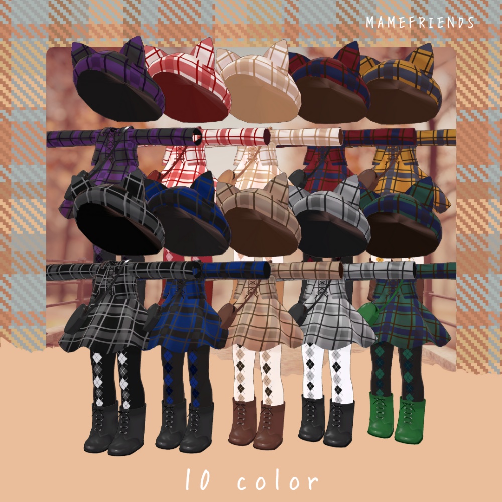 【まめひなた・キプフェル】Autumn Plaid Dress
