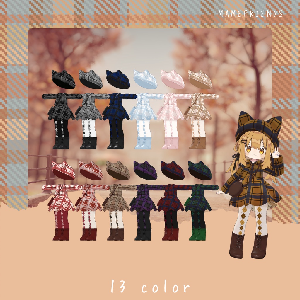 【まめひなた・キプフェル】Autumn Plaid Dress