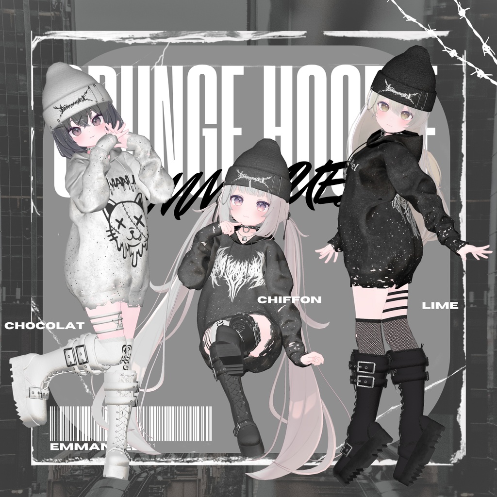 【11Avatars】Grunge Hoodie グランジフーディー
