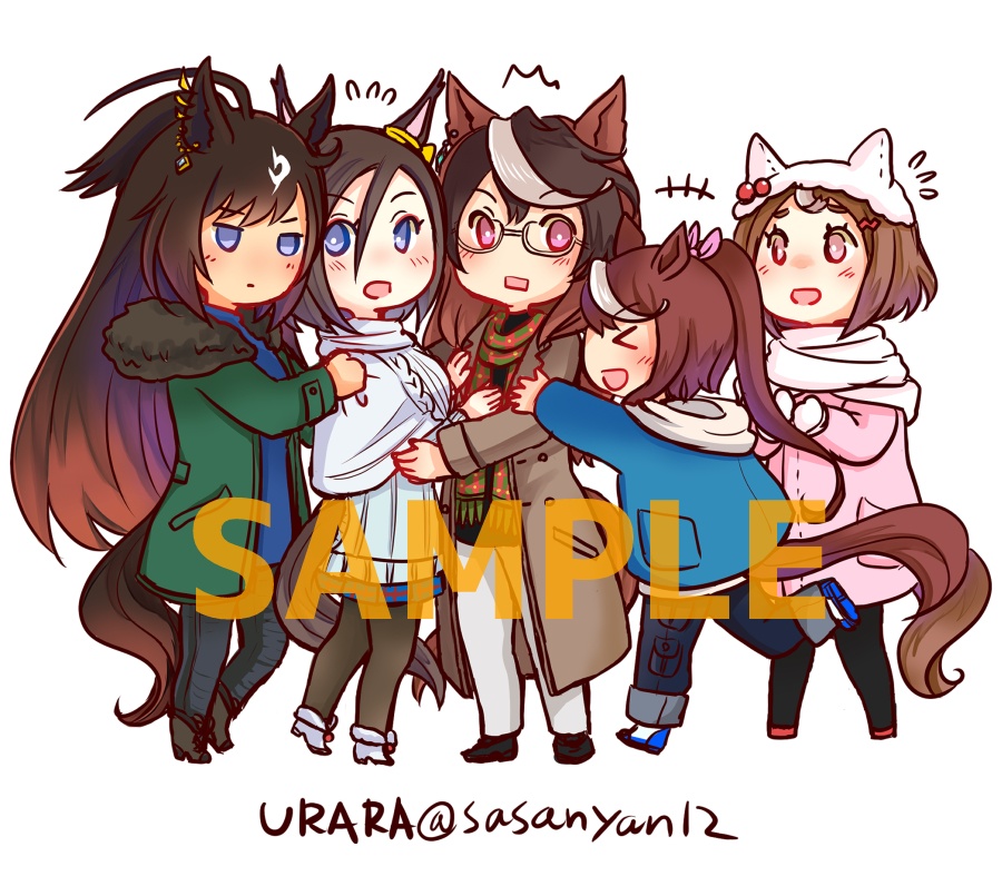【ふぁみりーステッカー】ルドグル+テイオー&ツヨシ&ドゥラメンテ(小)