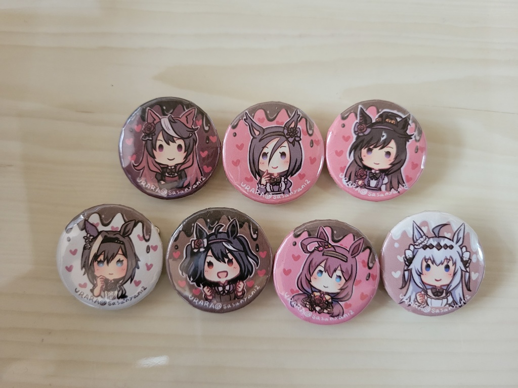 プレゼントBOXに入った、選べるバレンタイン缶バッジ2個セット