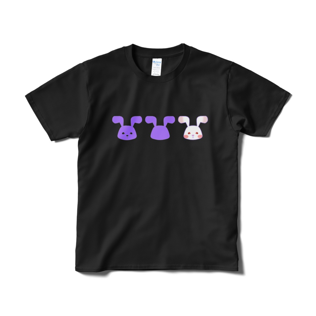3羽のうさぎTシャツ(黒)