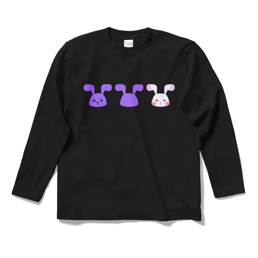3羽のうさぎ長袖Tシャツ(黒)