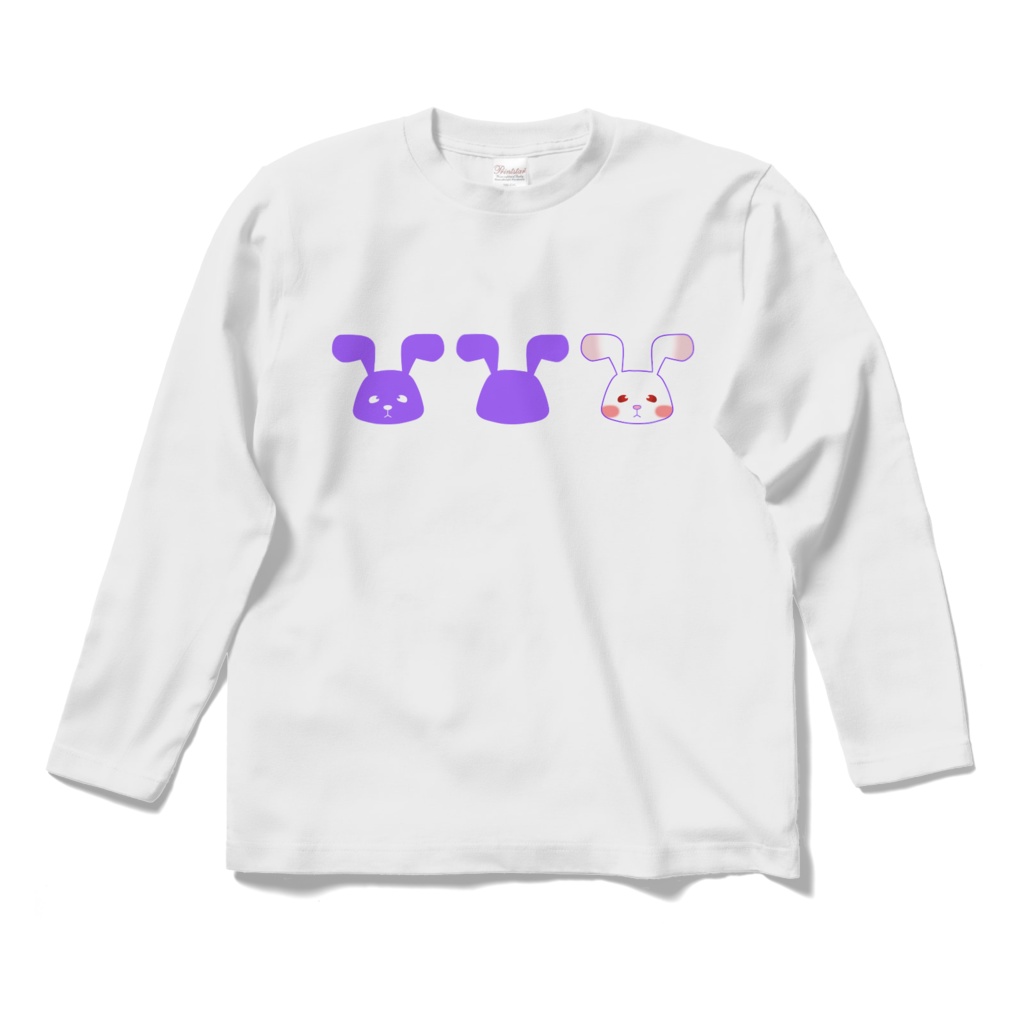 3羽のうさぎ長袖Tシャツ(白)