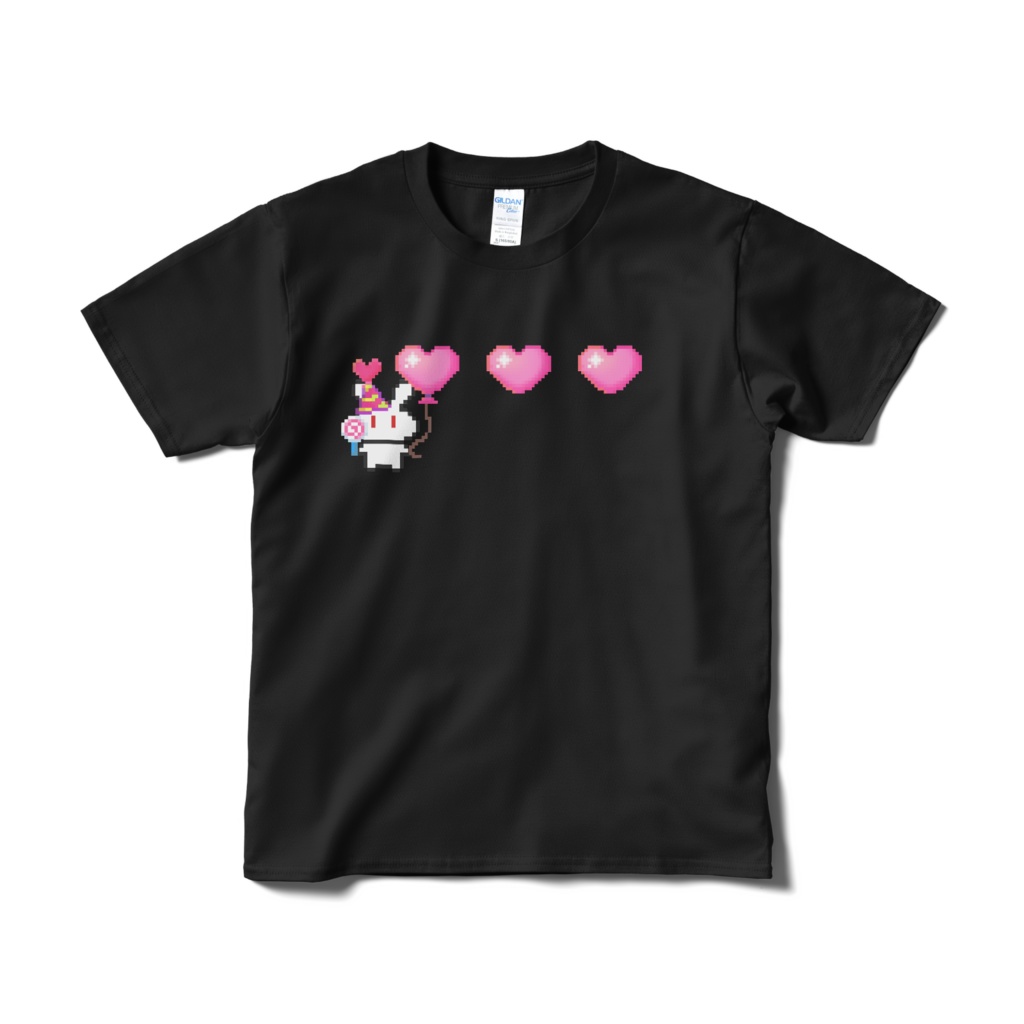 ドットむいきゅんハートTシャツ（ホワイト／ブラック）