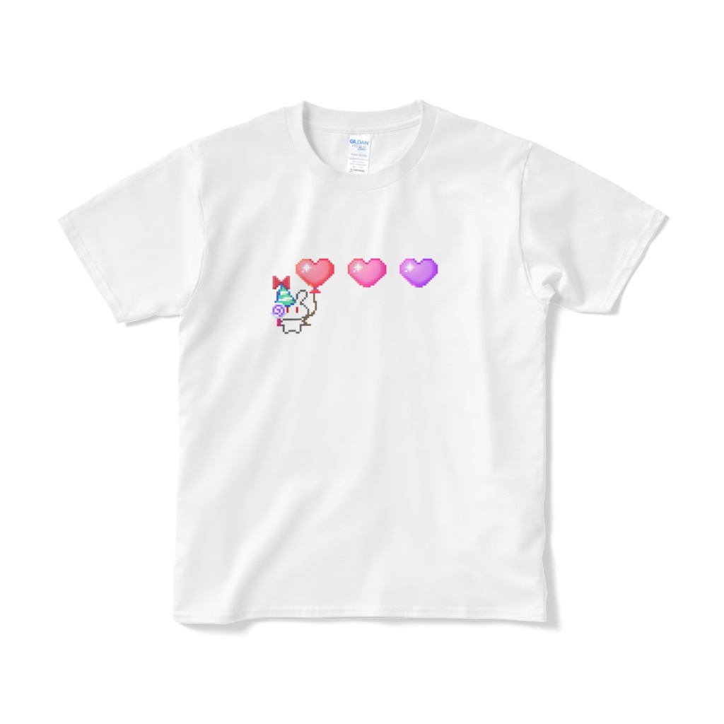 ドットむいきゅんハートTシャツ Ver.2（ホワイト／ブラック／ネイビー）