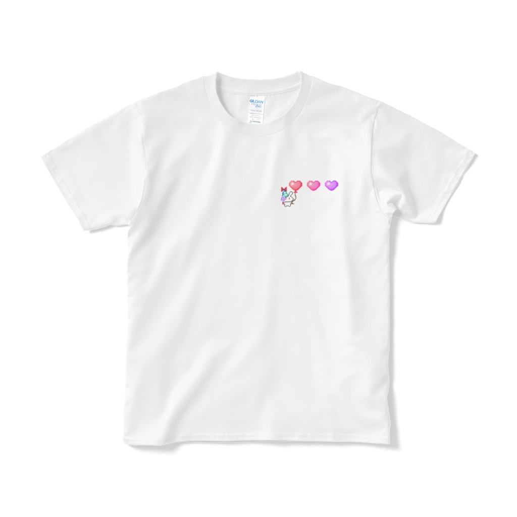 ドットむいきゅんハートTシャツ Ver.2 左胸ワンポイント（ホワイト／ブラック／ネイビー）