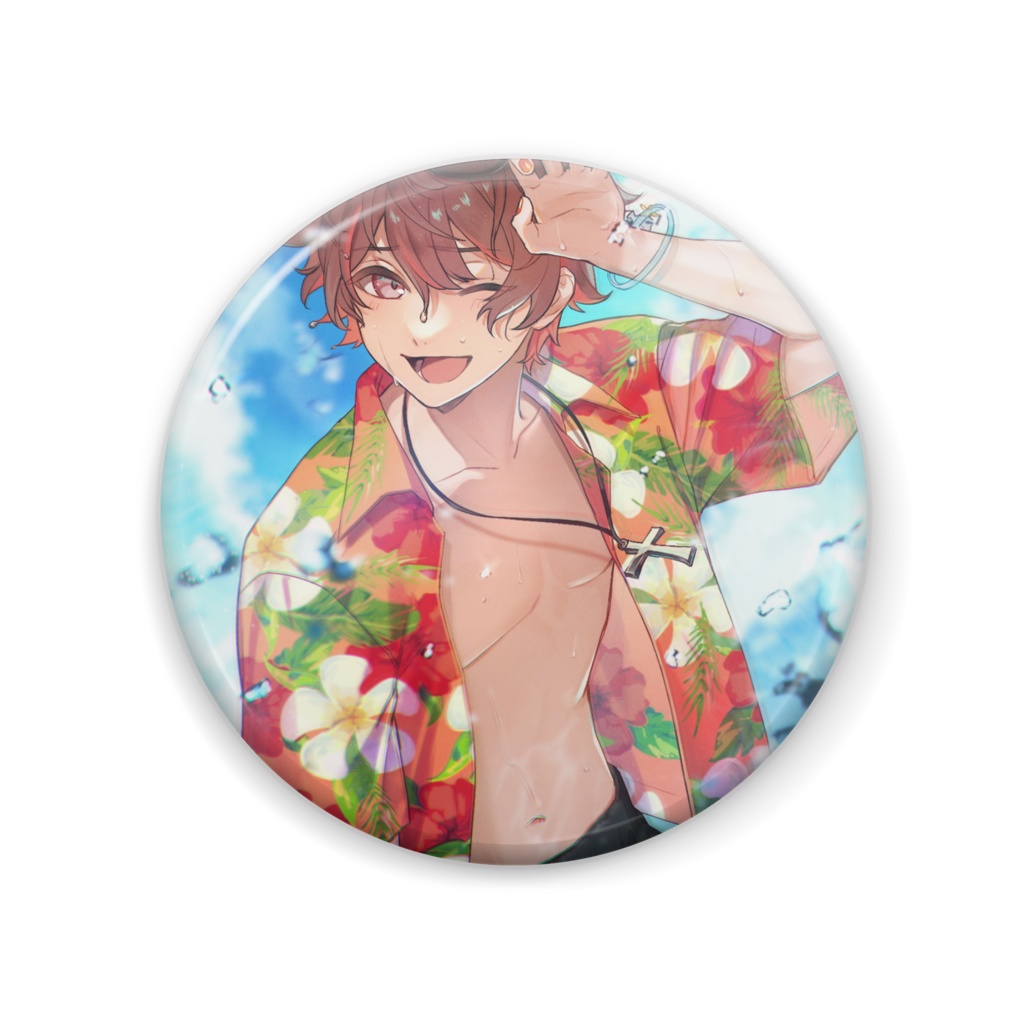 【2023年夏】ばしぽの夏衣装（シチュボに使用）缶バッジ（57mm）