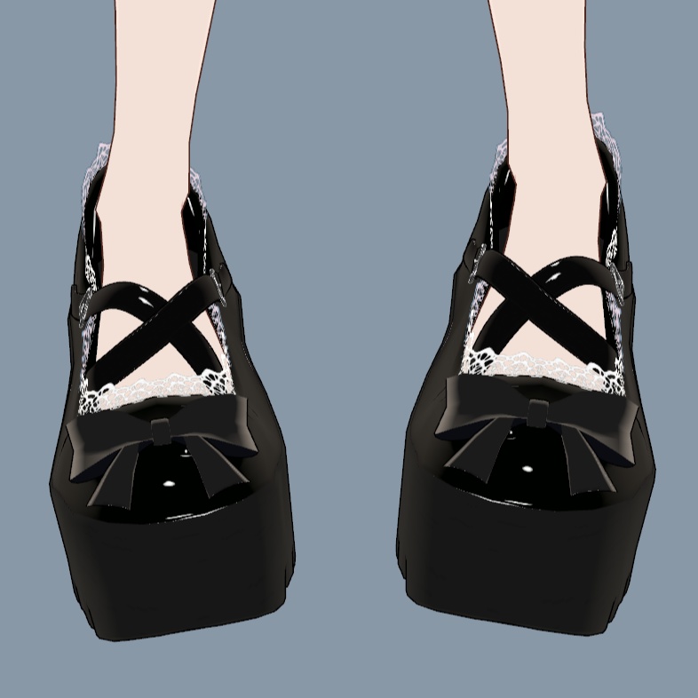 【VRchat想定】レース付き厚底シューズ