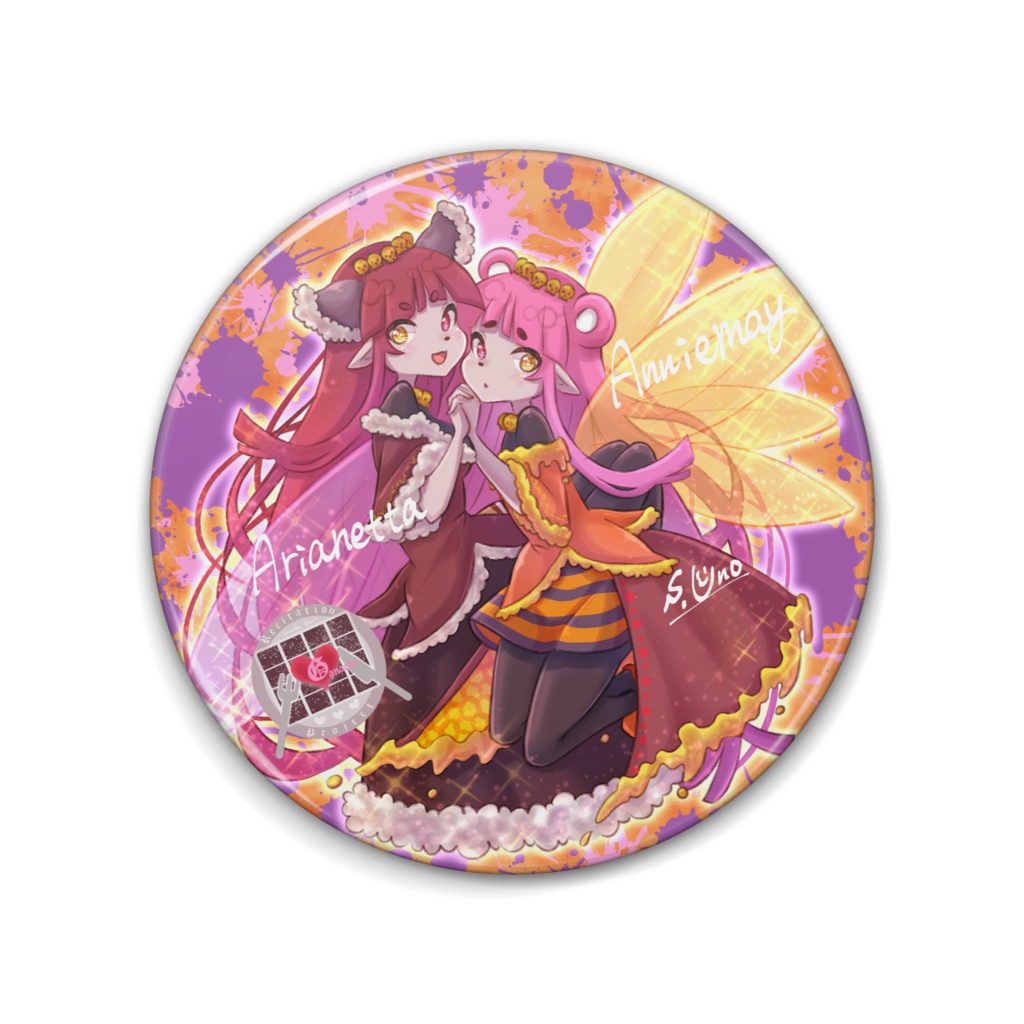 缶バッジ＊76mm＊双子妖精＊アリアネッタ＆アニーメイ