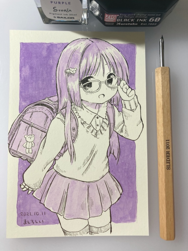 ハガキサイズ原画 “眼鏡”