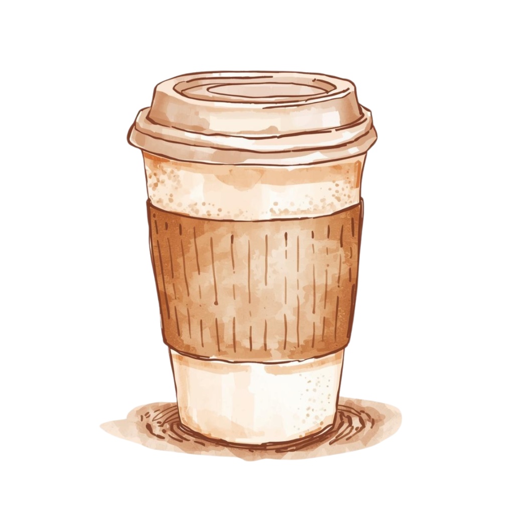 【ブラウン カフェシリーズ】水彩画クリップアート10点セット PNG