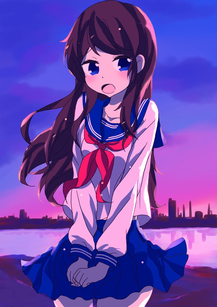 夕暮れと制服少女ちゃんiPhoneケース