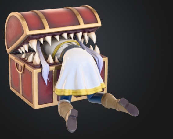 ミミックに食べられているフリーレン