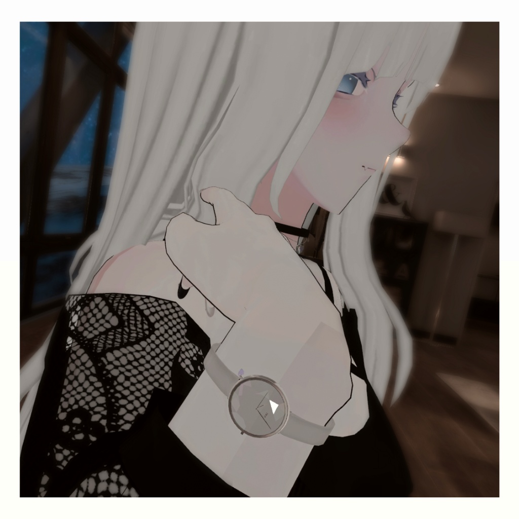 PB ペア宝石時計&ブレスレット 秒針アニメーションつき