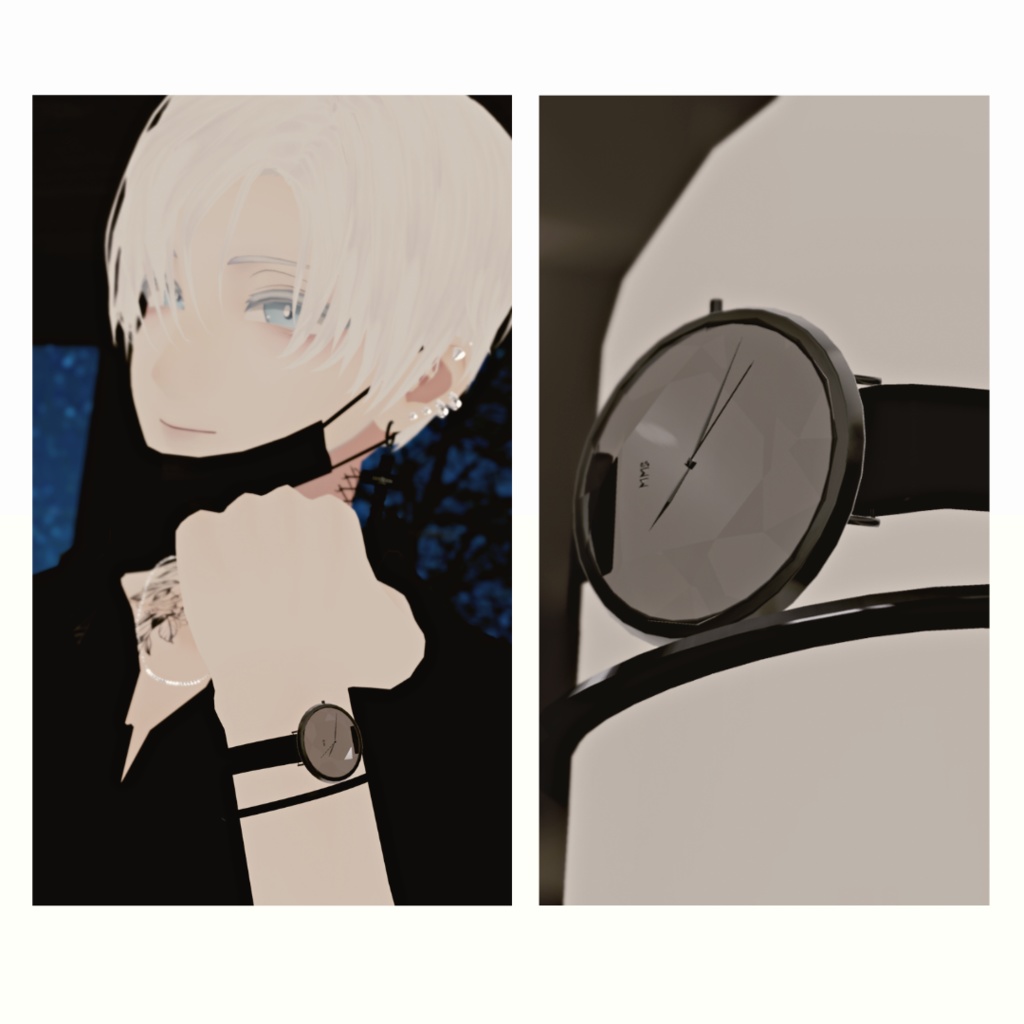 PB ペア宝石時計&ブレスレット 秒針アニメーションつき