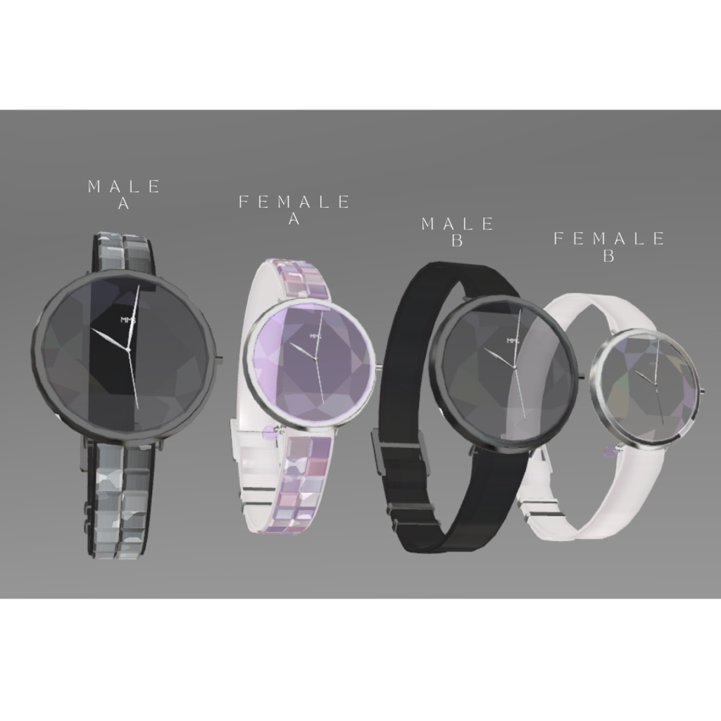 PB ペア宝石時計&ブレスレット 秒針アニメーションつき