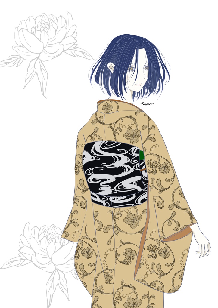 振り向きの着物