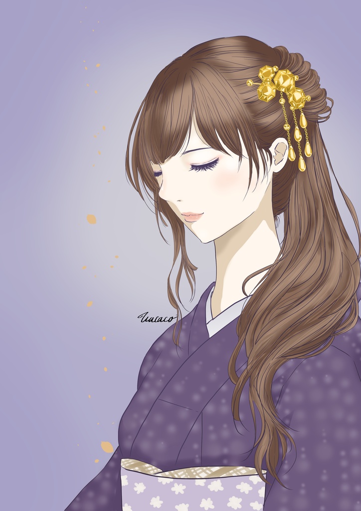 金の髪飾りの少女