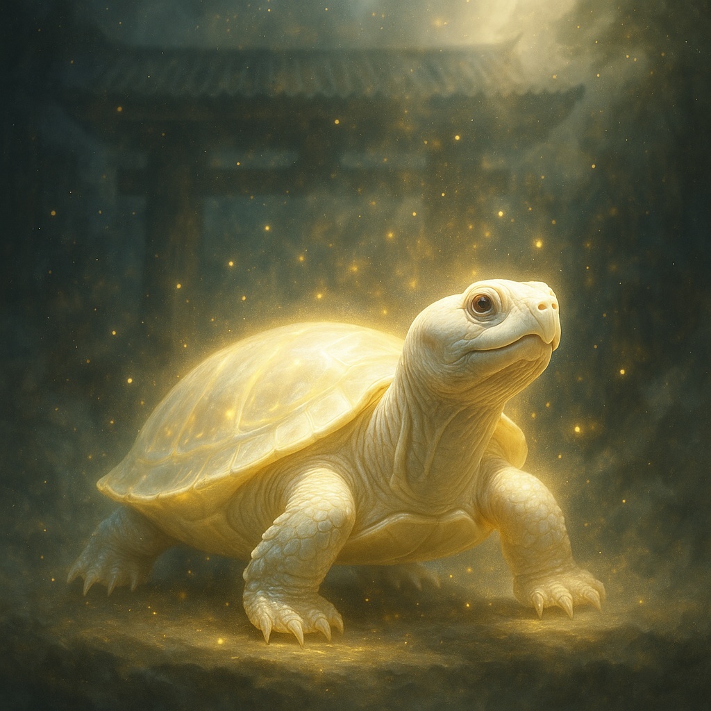 【金運覚醒】神獣アルビノスッポン｜白き御守AIアート｜金運・開運・財運向上