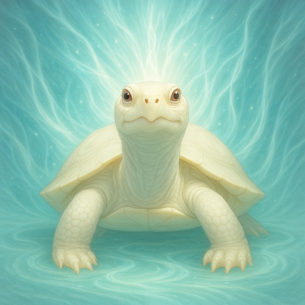 【浄化再生】神獣アルビノスッポン｜穢れを祓う白き再生光｜AI神獣アート