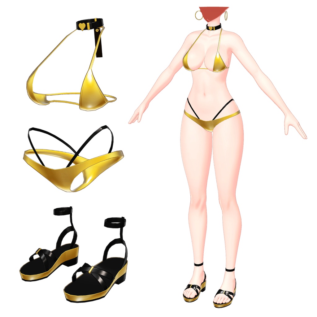3Dモデル衣装「 ゴールドビキニ」 for ミホ Avatar