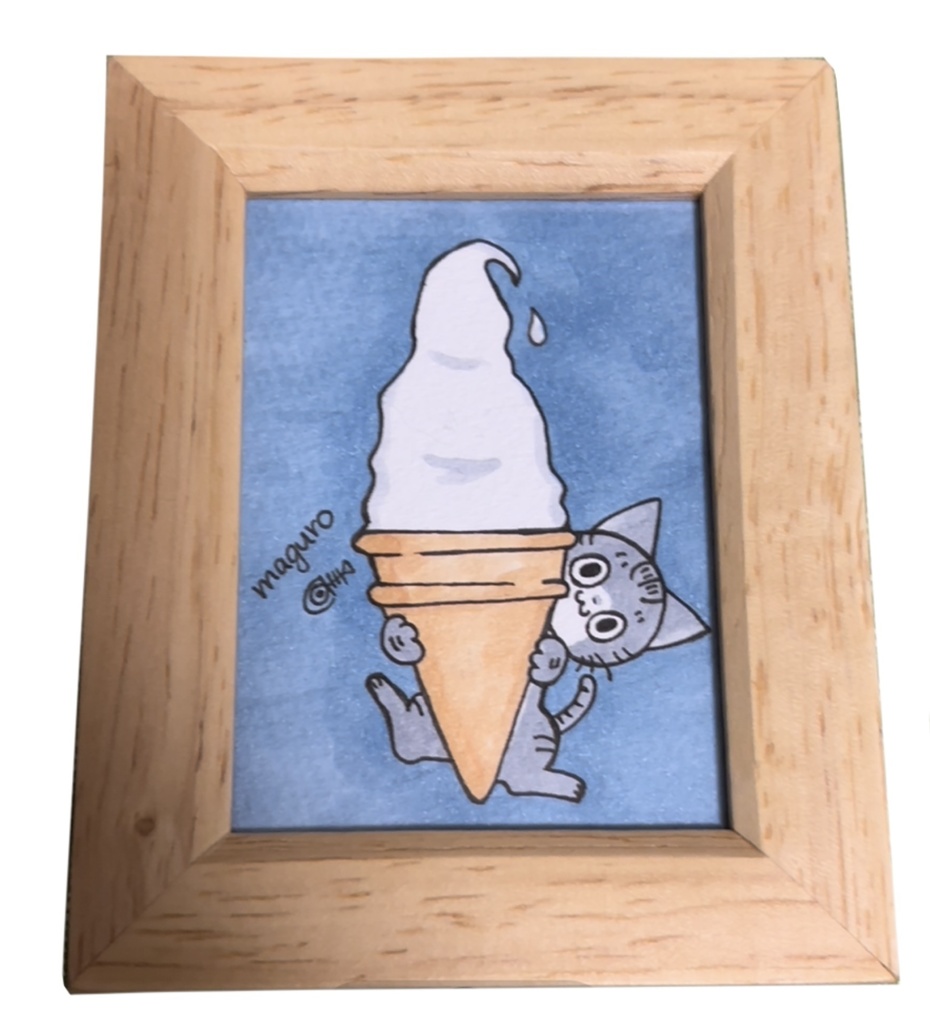 【1点もの】maguro 手描きイラスト 額縁付き