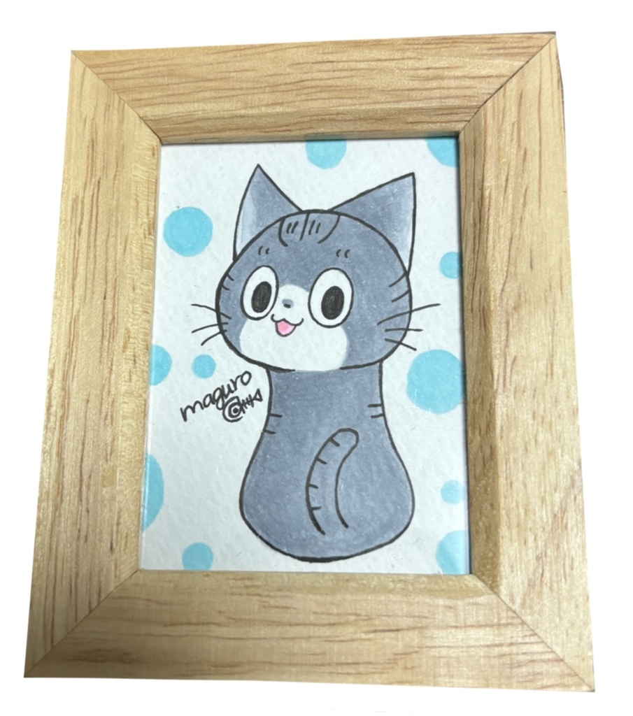 【1点もの】maguro 手描きイラスト 額縁付き