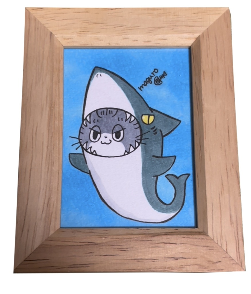 【1点もの】maguro 手描きイラスト 額縁付き